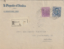 RACCOMANDATA 1929 50+1,25 TIMBRO ANCONA AMB MILANO BOLOGNA (YK1284 - Marcofilie