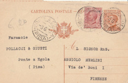 INTERO POSTALE 1927 C.30+10 TIMBRO PONTE A EGOLA PISA (YK1198 - Interi Postali