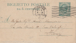 INTERO BIGLIETTO POSTALE C.5 1914 TIMBRO FIRENZE 1915 (YK1194 - Interi Postali