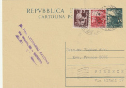 INTERO POSTALE 1951 L.15+3+2 TIMBRO SARZANA LA SPEZIA (YK1195 - Interi Postali