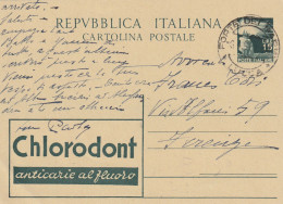 INTERO POSTALE L.15 CHOLORODONT TIMBRO FORTE DEI MARMI LUCCA (YK1186 - Stamped Stationery