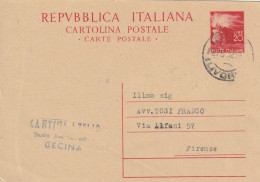 INTERO POSTALE 1952 L.20 FIACCOLA TIMBRO LIVORNO (YK1178 - Postwaardestukken