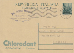 INTERO POSTALE 1953 QUADRIGA L.20 CHLORODONT TIMBRO SIENA (YK1167 - Stamped Stationery