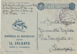 FRANCHIGIA 1942 TIMBRO CALAMBRONE PISA - RINUNZIA AL SUPERFLUO - Non Perfetta (YK1149 - Zonder Portkosten