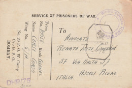 CARTOLINA PRIGIONIERI DI GUERRA INDIA 1943 (YK1062 - Military Service Stamp