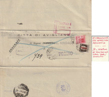 LETTERA DOPPIA SPEDIZIONE C.30 SS+20 MON DIST + TIMBRO ROSSO EMA - AVIGLIANA TORINO 1944 RSI (YK1037 - Marcophilie