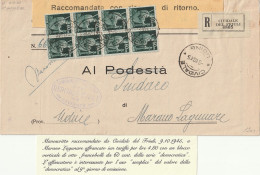 RACCOMANDATA 1945 LUOGOTENENZA 8X60 TIMBRO CIVIDALE UDINE (YK1016 - Poststempel