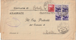 LETTERA 1947 LUOGOTENENZA L.3+4X50 TIMBRO BARGE CUNEO MELLE (YK1022 - Marcophilie