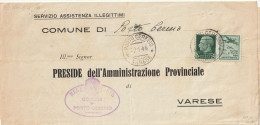 LETTERA 1943 RSI C.25 PROP. VITTORIA TIMBRO PORTO CERESIO VARESE (YK1009 - Storia Postale