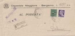 RACCOMANDATA 1944 RSI 25 MONUM DIST +1 TIMBRO BERGAMO DALMINE (YK1018 - Marcophilie
