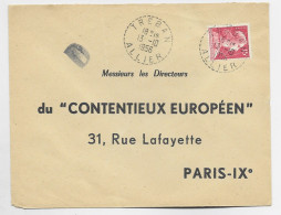 MULLER 15FR  LETTRE C. PERLE TREBAN 13.10.1956  ALLIER - Manual Postmarks