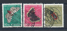Suisse N°540/42 Obl (FU) 1953 - Insectes Et Papillons - Oblitérés