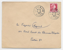 MULLER 15FR  LETTRE C. PERLE LE VILHAIN 14.5.1957  ALLIER - Cachets Manuels