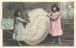 CPA Carte Postale France Fantaisie Deux Fillettes à Côté D'un œuf Géant 1905 VM81523 - Scènes & Paysages