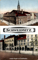 CPA Świdnica Schweidnitz Schlesien, Rathaus, Innerer Ringteil, Stadttheater - Schlesien