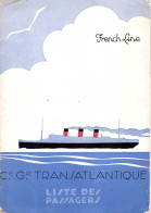604380 | Liste Der Passagiere, French Line, Paquebot Mexique, Ligne Vera Cruz | Saint Nazaire;Loire-Atlantique (F 44600 - Andere & Zonder Classificatie