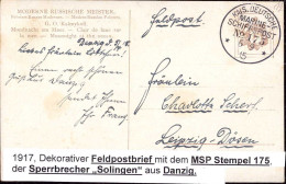 604391 | Feldpostkarte, Marineschiffspost MSP 175, Sperrbrecher Solingen | Danzig (Danzig WP) - Feldpost (portvrij)