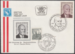 Österreich: 1973, FDC Blankobrief In EF, Mi. Nr. 1412, 2 S. 100. Geburtstag Von Theodor Körner,  ESoStpl. WIEN - FDC