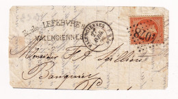 Fragment De Lettre 1866 Napoléon III 40c Emile Lefèbvre Valenciennes Losange Gros Chiffres 4078 - 1862 Napoléon III.