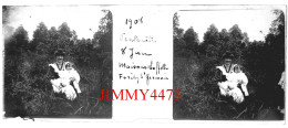 Pentecôte Le 8 Juin 1908 - Forêt De Saint Germain Maison Laffitte - Plaque De Verre Stéréo - Taille 43 X 107 Mlls - Glass Slides