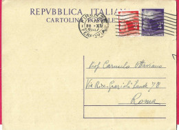 INTERO CARTOLINA POSTALE DEMOCRATICA LIRE 4 (+L.4) (INT. 133) DA FIRENZE *28.XII.1947* PER ROMA - VALORI GEMELLI - 1946-60: Poststempel