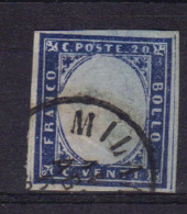 Italien/Sardinien, Ca. 1855, Freimarke 20C, Hellblau, MiNr.12 (13485E) - Sardinië