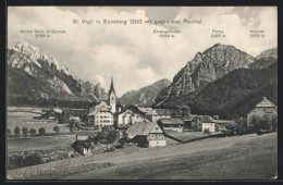 Cartolina St. Vigil, Gesamtansicht, Monte Sella Di Sennes, Eisengabelsp., Pares, Neuner  - Autres & Non Classés