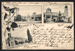 Passepartout-Cartolina Trento, Piazza Grande, Castello Del Buon Consiglio  - Trento