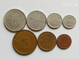 Norway Set Of 7 Coins 1 Krone+50-1 Ore 1950-....Price For One Set - Norvège