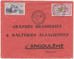 LATECOERE 1921 MAROC FRANCE Par Avion Etiquette GUYNEMER Casablanca Colis Postaux Angouleme Charente Brasserie - Covers & Documents