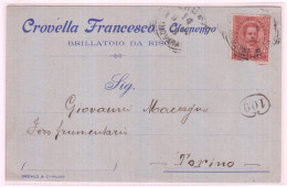 BRILLATOIO DA RISO FRANCESCO CROVELLA OLCENENGO VERCELLI - BIGLIETTO COMMERCIALE 1900 - Autres & Non Classés