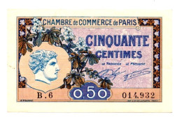 Billet De Circulation Chambre De Commerce De Paris 0.50 Centimes - Bank & Insurance