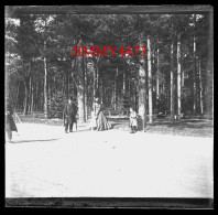Plaque De Verre - Une Famille Dans Les Bois, à Identifier - Taille 44 X 45 Mlls - Glass Slides