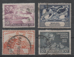 Singapore, Used, 1949, Michel 23 - 26, Universal Postal Union - Singapore (...-1959)