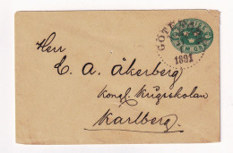 Sweden 1891 Postal Stationery Suède Sverige Göteborg Karlberg Entier Postal - Ganzsachen