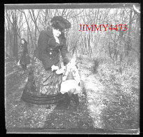 Bois De Boulogne En 1902, Une Famille Dans Le Bois à Identifier - Plaque De Verre - Taille 43 X 45 Mlls - Glass Slides