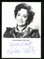 AK Opernsängerin Erika Köth Im Schwarzen Kleid Am Lächeln, Mit Original Autograph  - Opera