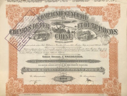 Compagnie Generale De Chemins De Fer Et De Tramways Chine 1920 + 250 Francs - Bahnwesen & Tramways
