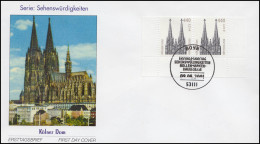 2206 SWK Kölner Dom 440/2,25 Doppelnominale Unterrand-Paar FDC ESSt Bonn 2001 - Brieven En Documenten