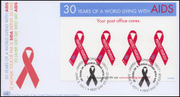 UNO New York: 30 Jahre Aidsbekämpfung - Folienblatt Auf Schmuck-FDC 2011 - Ziekte