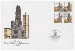 1812 Kaiser-Wilhelm-Gedächtniskirche Berlin Im Viererblock Schmuck-FDC ESSt Bonn - Kerken En Kathedralen