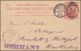 Großbritannien Postkarte P 26 DUP WANDSWORTH DX 31 - 11.1.1894 Nach CANSTATT - Autres & Non Classés