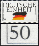 1477 Deutsche Einheit 50 Pf, PLF Schwarzer Fleck In Der 5, Feld 19, ** - Abarten Und Kuriositäten