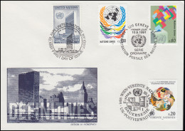 Dauerserie UNO-Symbole - Schmuck-FDC Der 3 UNO-Ausgaben 10.5.1991 - VN