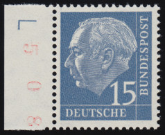 184y Lumogen DZ Heuss 15 Pf. Randstück Mit Druckerzeichen DZ L, Ungefaltet, ** - Unused Stamps