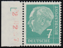 181y Lumogen DZ Heuss 7 Pf. Randstück Mit Druckerzeichen DZ L, Ungefaltet, ** - Unused Stamps