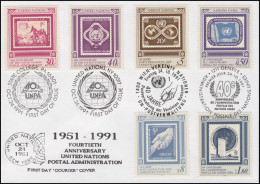 40 Jahre Postverwaltung Der UNO - Schmuck-FDC Der 3 UNO-Ausgaben 24.10.1991 - Poste