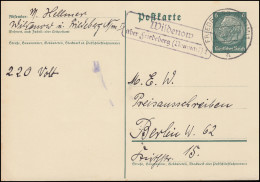 Landpost Wildenow über FRIEDEBERG (NEUMARK) 14.11.1935 Auf Hindenburg-Postkarte - Covers & Documents