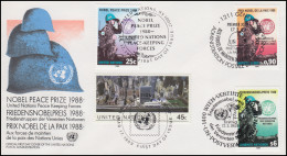 Friedensnobelpreis An UNO-Friedenstruppen - Schmuck-FDC Der 3 UNO-Ausgaben 1988 - Monnaies