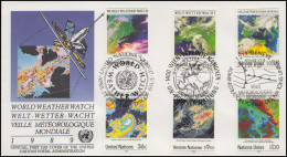 WMO Meteorologie Welt-Wette-Wacht - Schmuck-FDC Der 3 UNO-Ausgaben 1989 - Climate & Meteorology